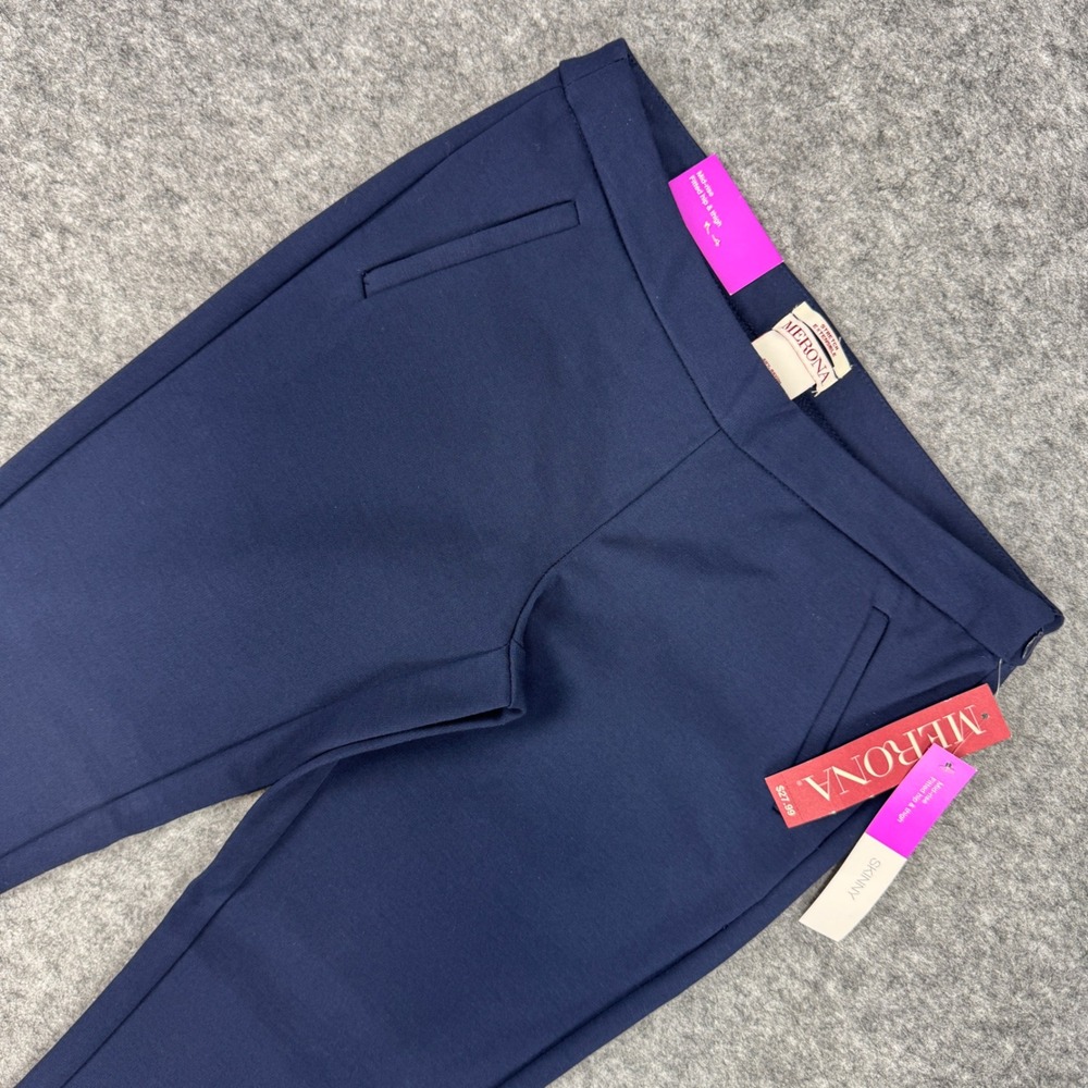 Merona Womens Size 6 Navy Blue Skinny Mid-Rise Stretch Dress Pants NWT